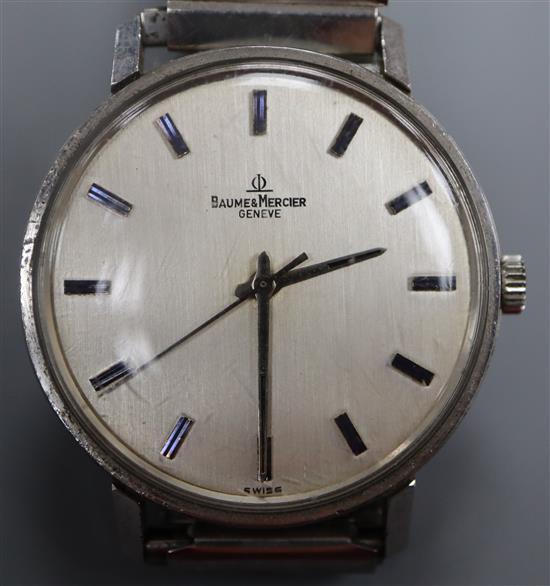 A gentlemans 1970s stainless steel Baume & Mercier manual wind wrist watch,